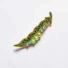 Green Pea Brooch - Hand Embroidered brooch on a white background 