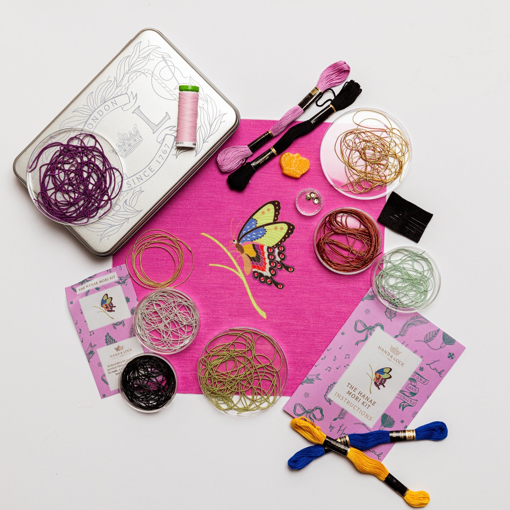 Hanae Mori Goldwork Embroidery Kit - Kit materials