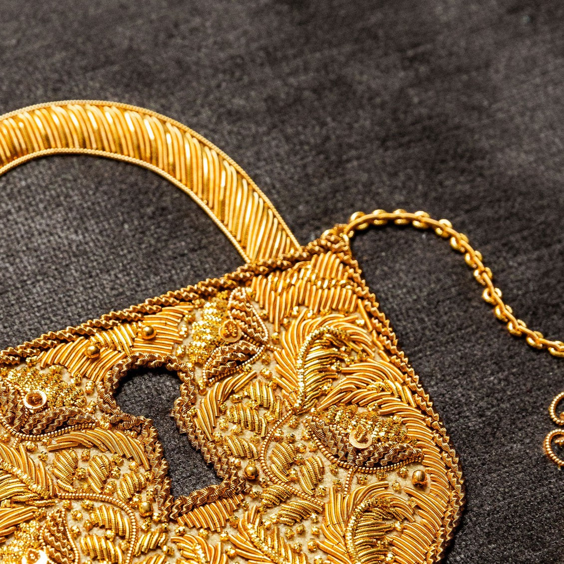 Hand Embroidered Goldwork Lock Sample