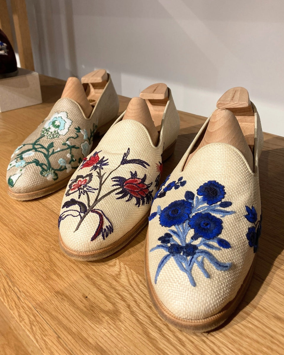 Hand and Lock - Bespoke Embroidered Slippers - Dunhill - Finished Slippers