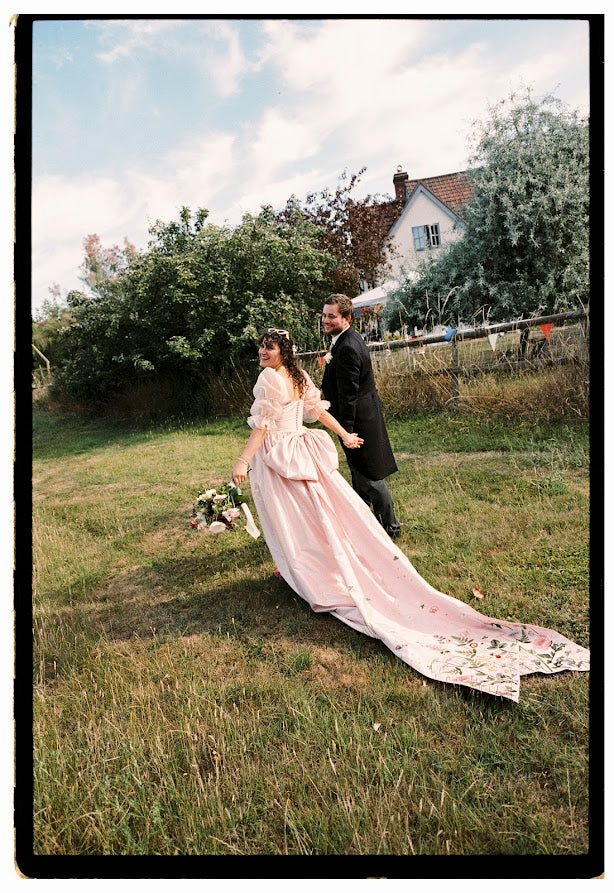 Hand and Lock - Bespoke Embroidered Wedding Dress Train - Claudia and Jack 
