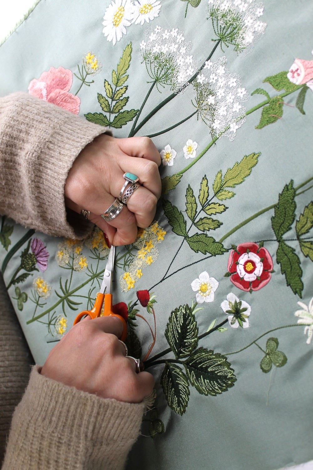 Hand and Lock - Bespoke Embroidered Wedding Dress Train - Claudia and Jack 