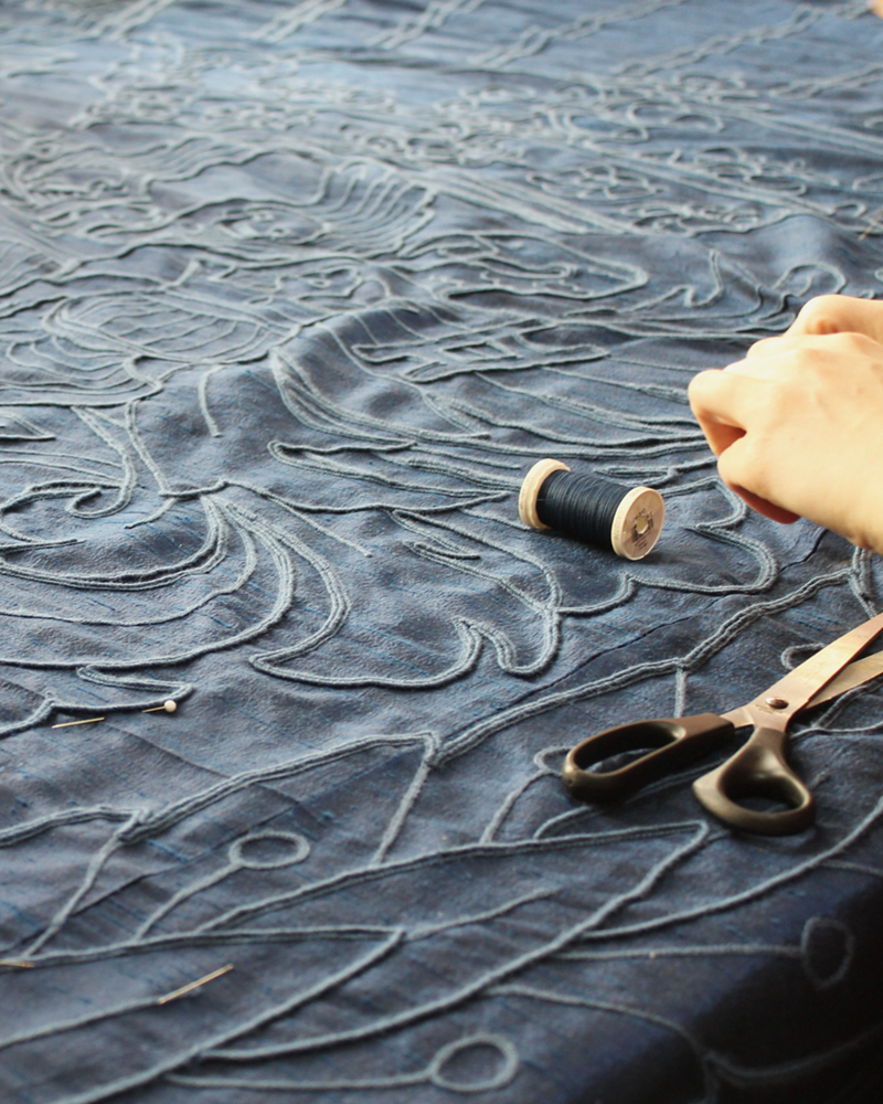Hand and Lock - Bespoke Embroidery for Frankenstein Movie - Hand Guided Embroidery