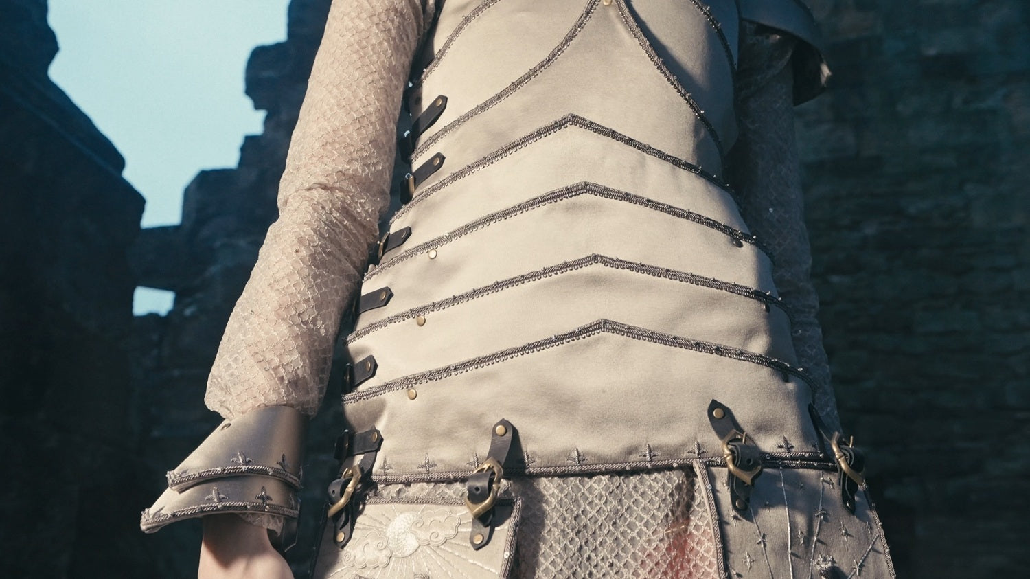 Hand and Lock - Bespoke Hand Embroidery - Bernadette Banner, Joan of Arc Armour Dress 