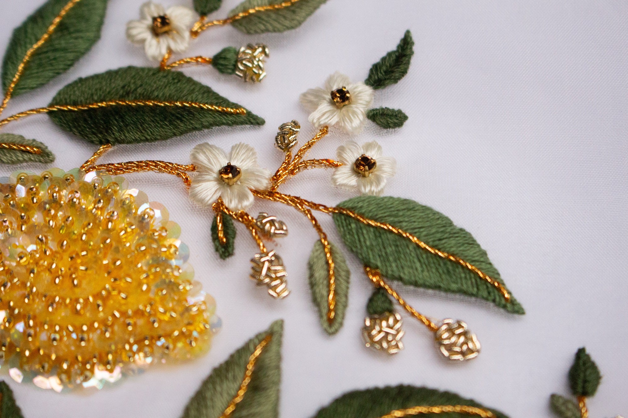 Hand and Lock School Hand Embroidery Course - Beaded Lemons