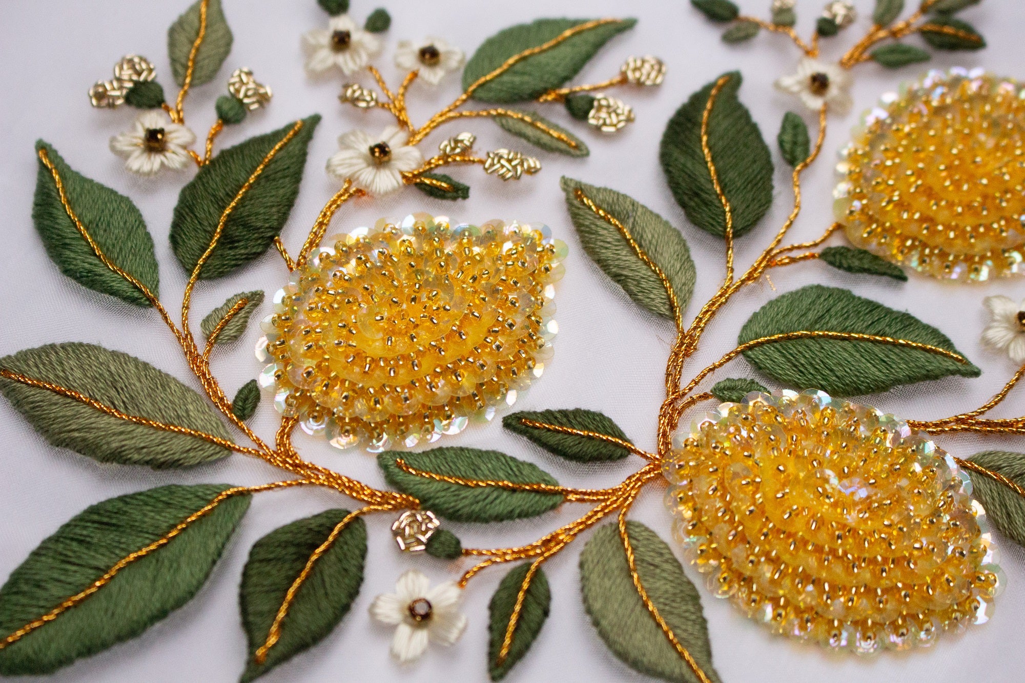 Hand and Lock School Hand Embroidery Course - Beaded Lemons 