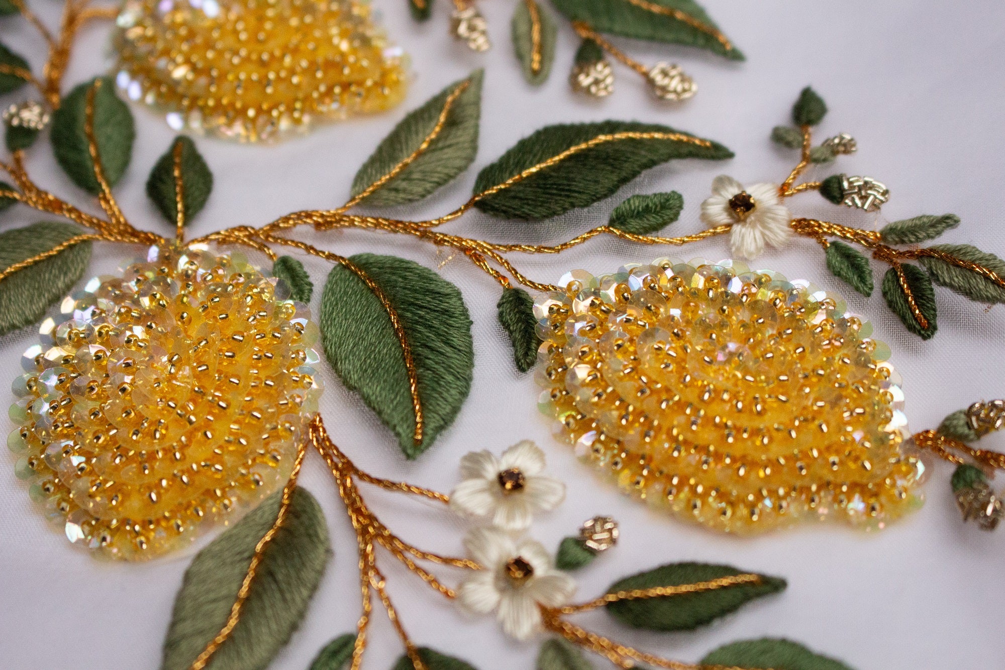 Hand and Lock School Hand Embroidery Course - Beaded Lemons 