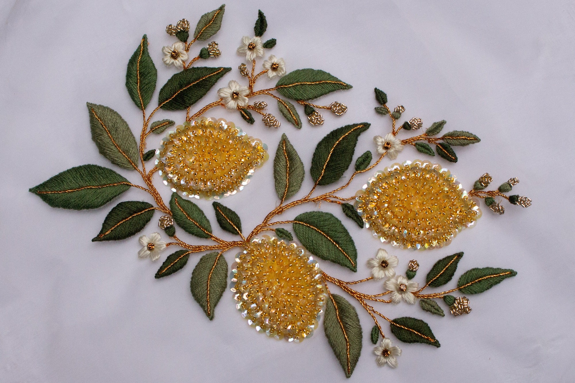 Hand and Lock School Hand Embroidery Course - Beaded Lemons 