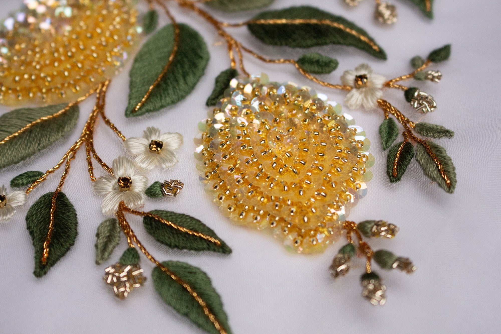 Hand and Lock School Hand Embroidery Course - Beaded Lemons 