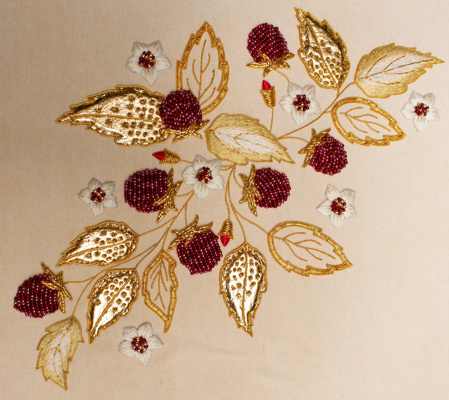 Hand and Lock School Hand Embroidery Course - Beaded and Goldwork Berries 