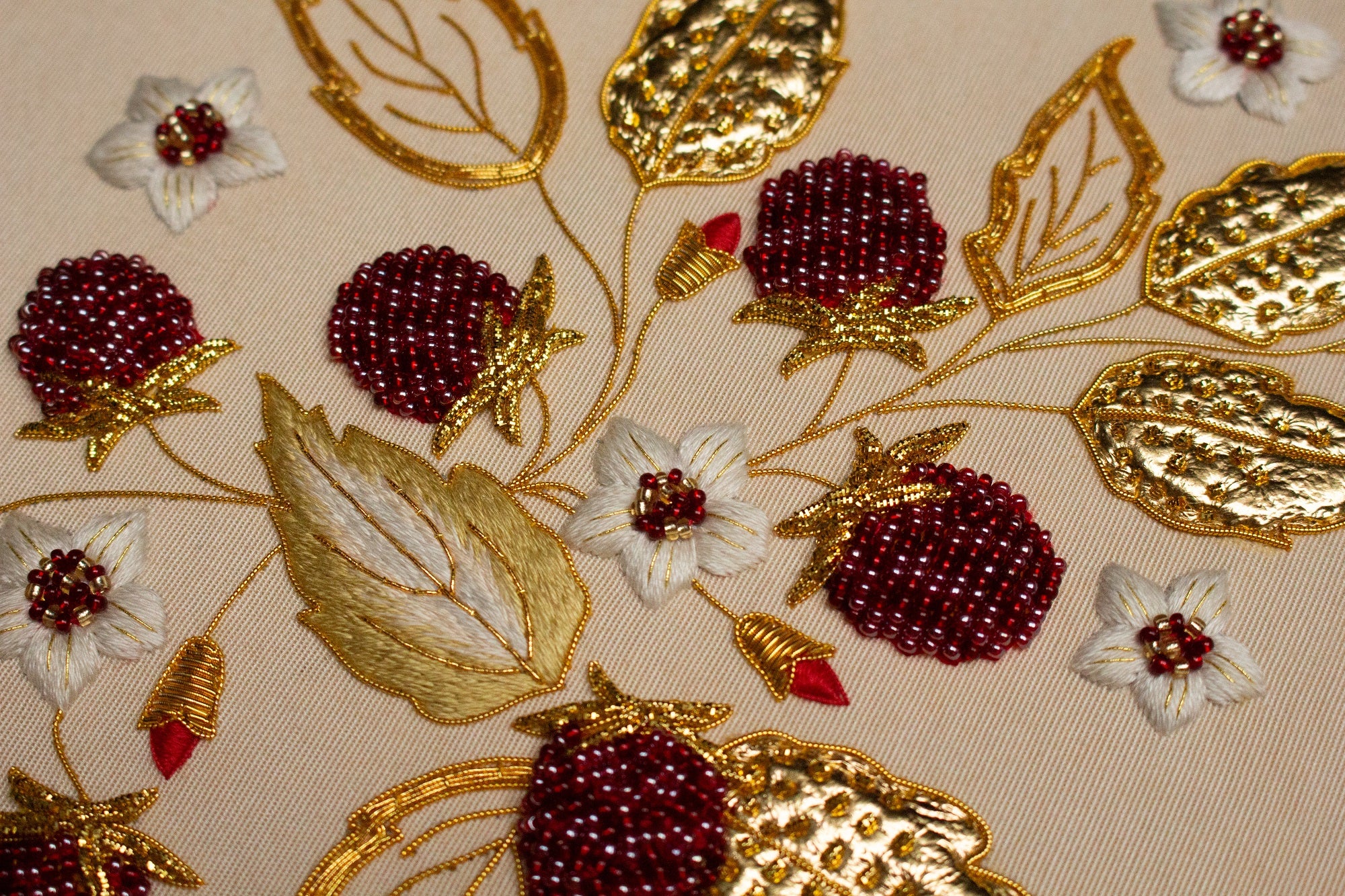 Hand and Lock School Hand Embroidery Course - Beaded and Goldwork Berries 