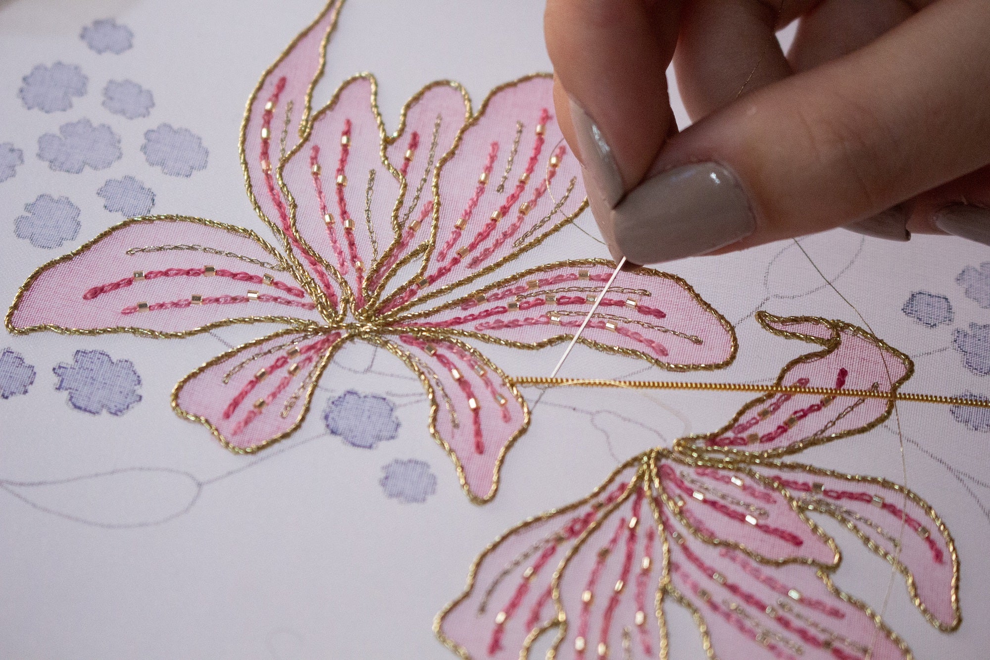 Hand and Lock School Hand Embroidery Course - Floral Painting and Embellishment