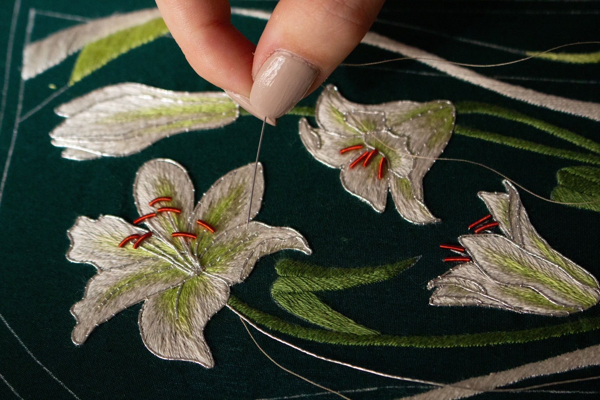 Hand and Lock School Hand Embroidery Course - Silk Shading Lilies 