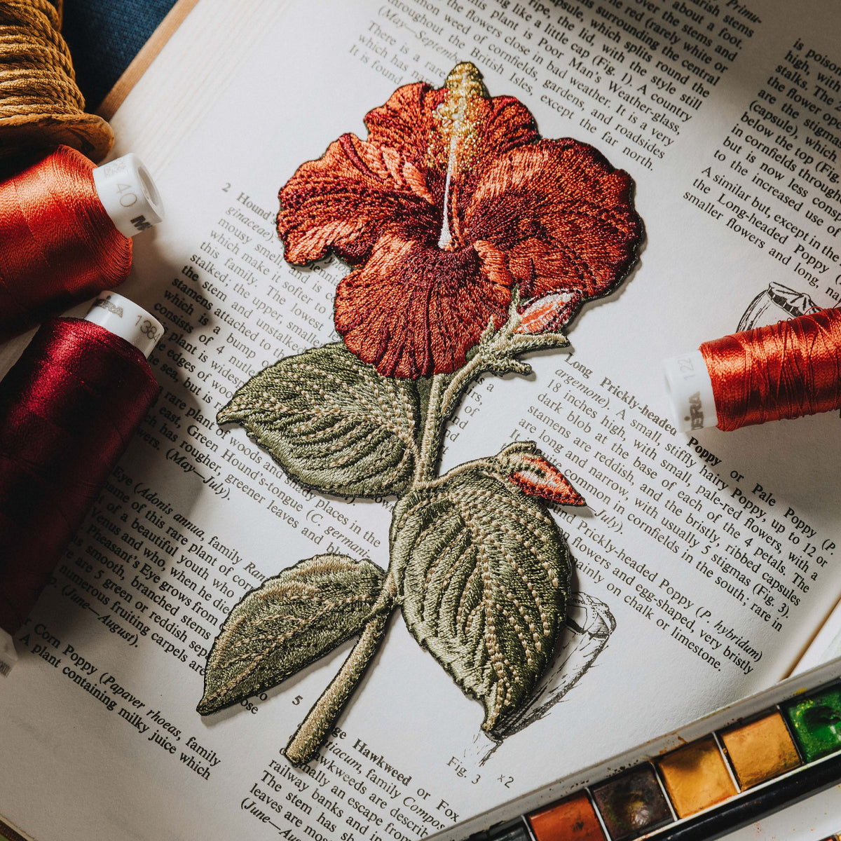 Hibiscus Flower Embroidered Patch 