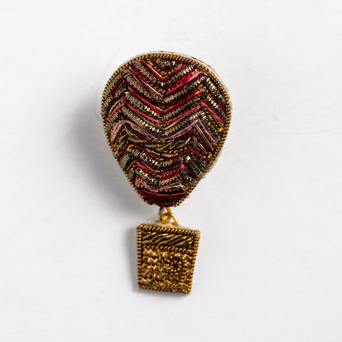 Hot Air Balloon Hand Embroidered Brooch 