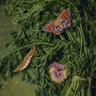 How Does Your Garden Grow? Collection of Hand Embroidered Jewellery - Butterfly, flower, and pea pod brooches on green leaves