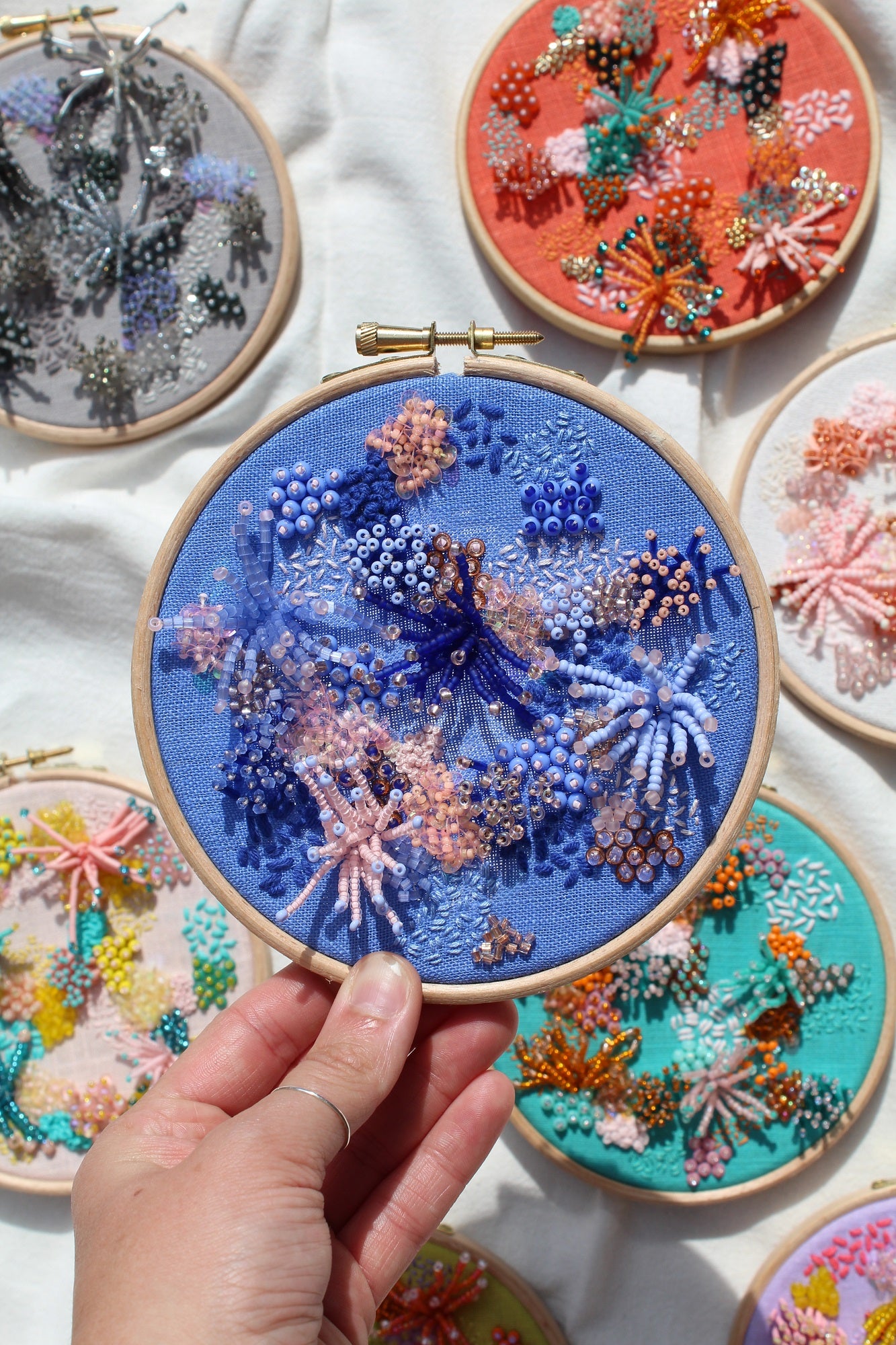 Imogen Melissa Guest Tutor hand embroidery course '3D Beaded Coral Reefs'