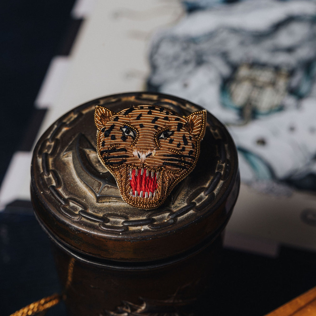 Jaguar Hand Embroidered Brooch 