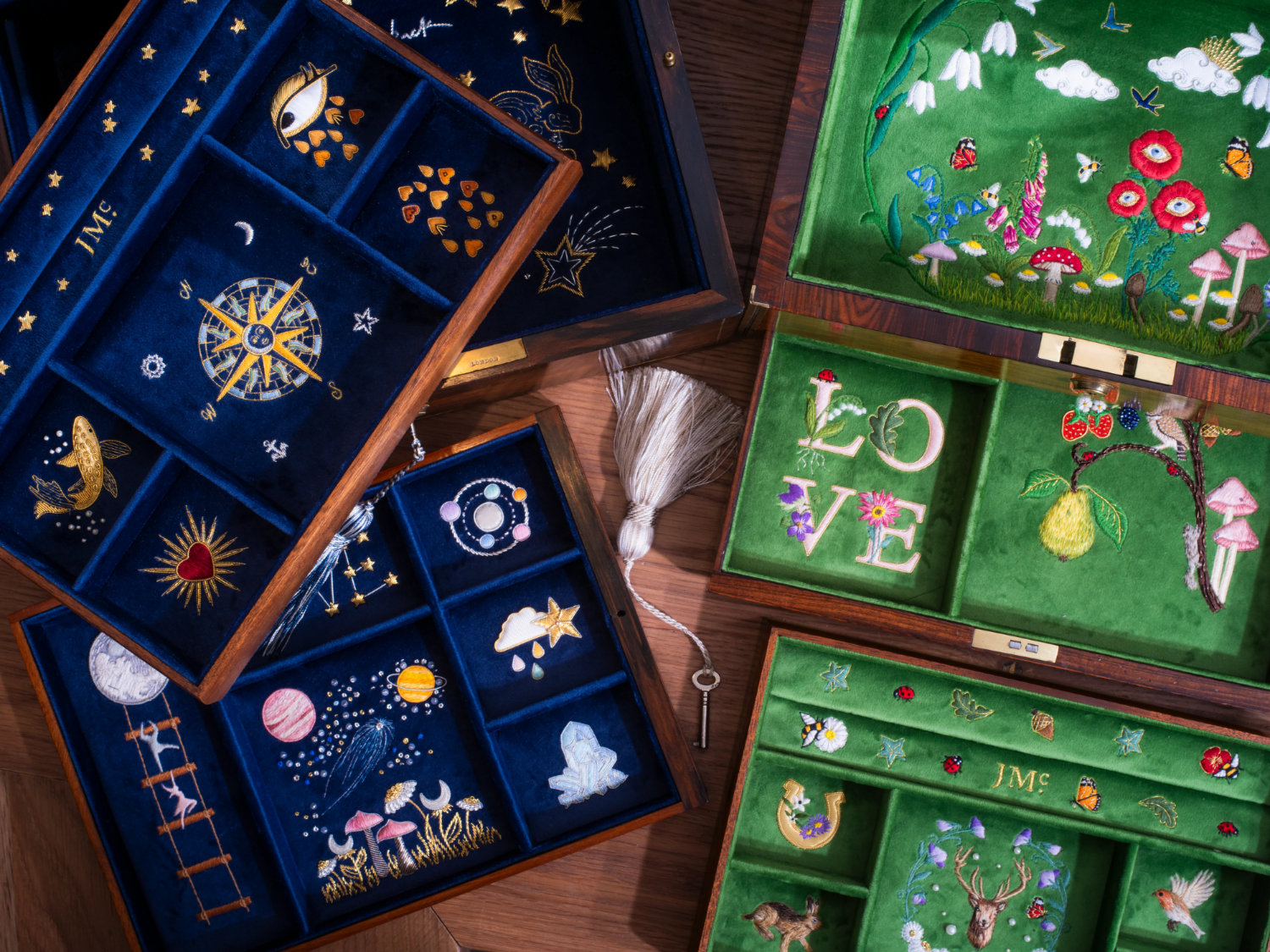 Jessica McCormack Jewellery Boxes Bespoke Hand Embroidery