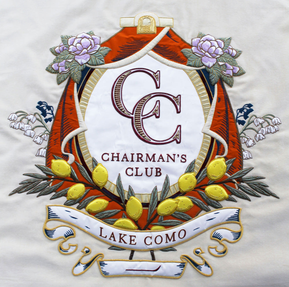 Lake Como Banner Bespoke Hand Embroidery