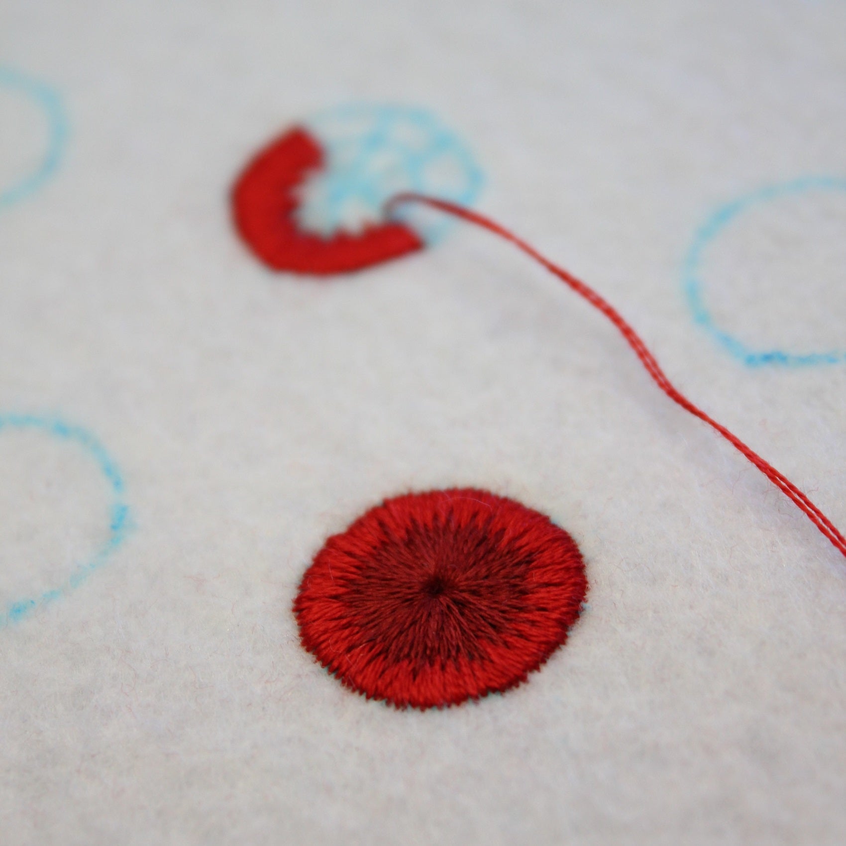 Lemon Pepper Studio Guest Tutor Hand Embroidery Course 'Fly Agaric Earrings'
