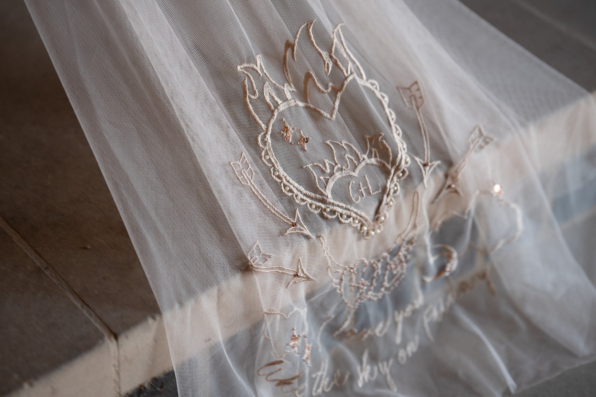 Liss & Chris Bespoke Veil Embroidery