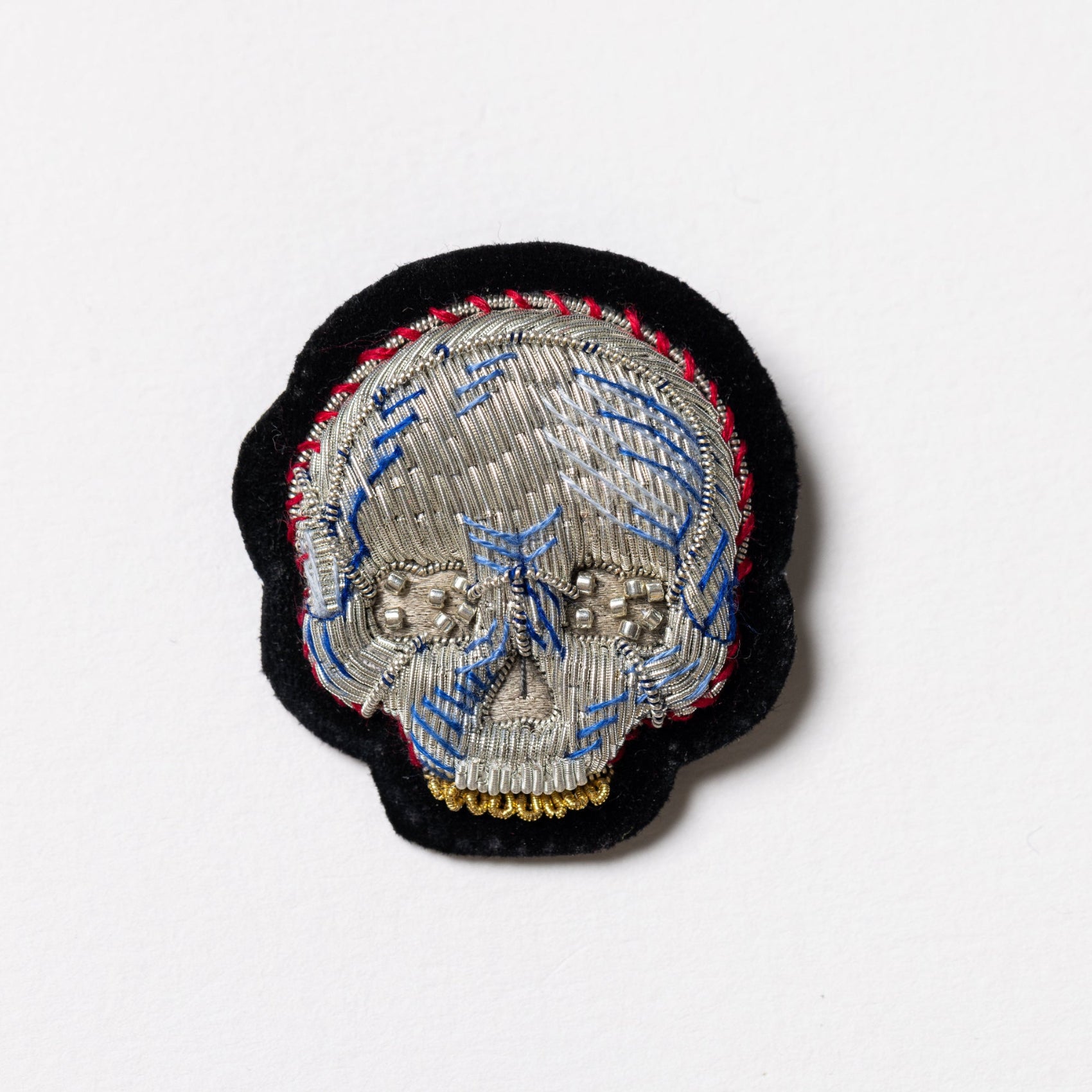 Goldwork Embroidered Skull Brooch