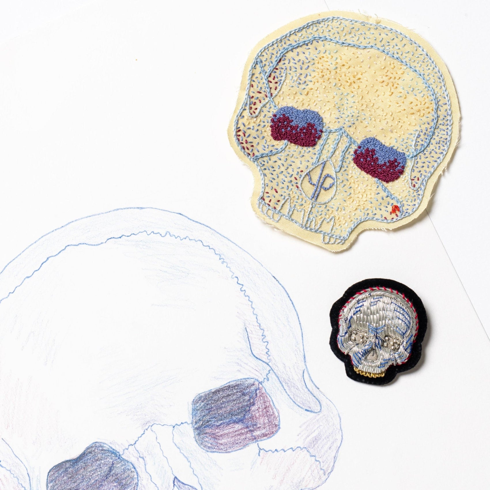 Goldwork Skull Brooch
