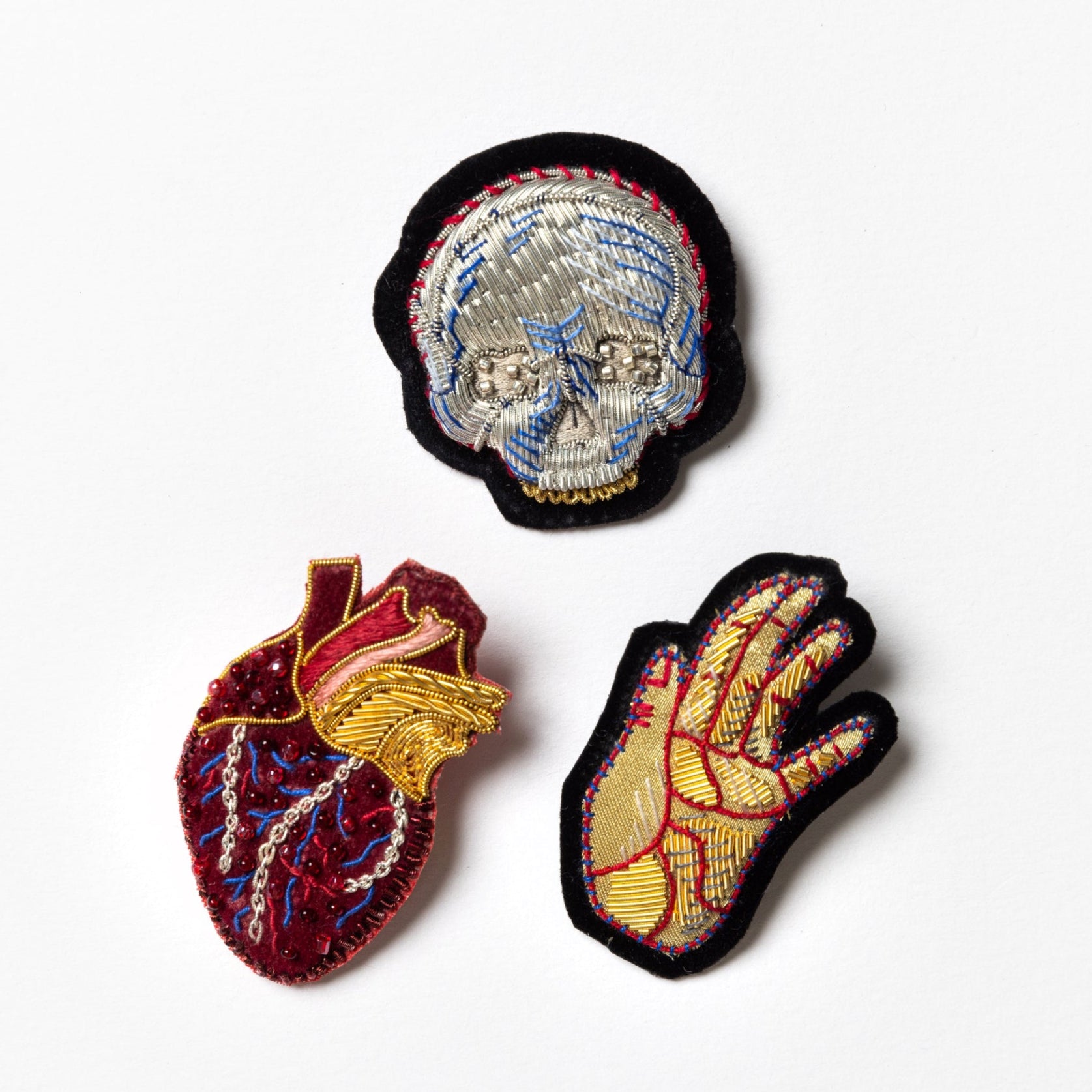 Lizzie Gray Hand Embroidered Goldwork Brooches