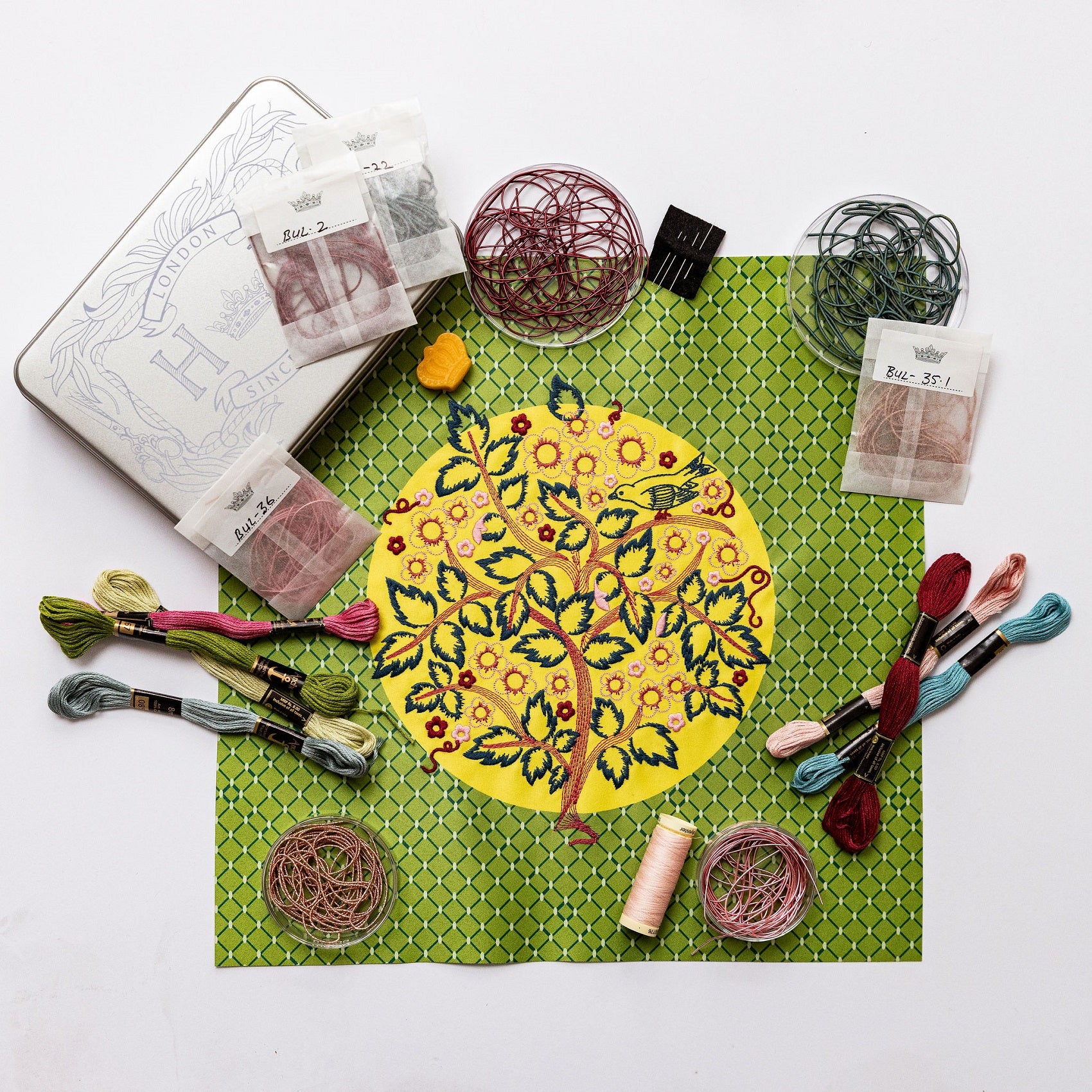 May Morris Embroidery Kit - Kit Contents