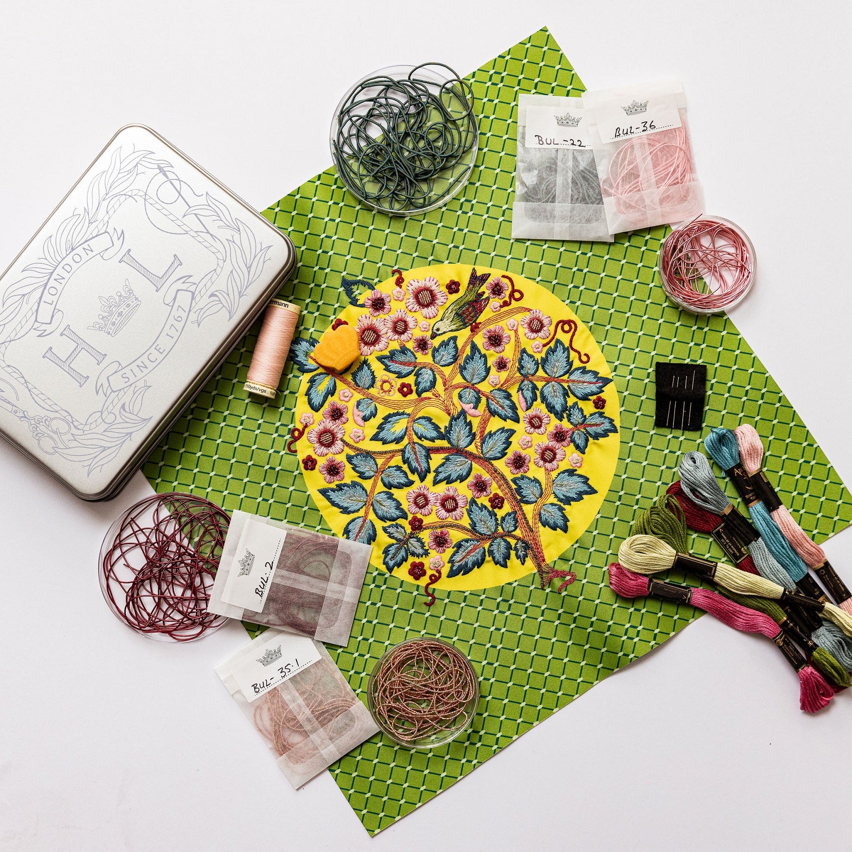 May Morris Embroidery Kit - Kit Materials