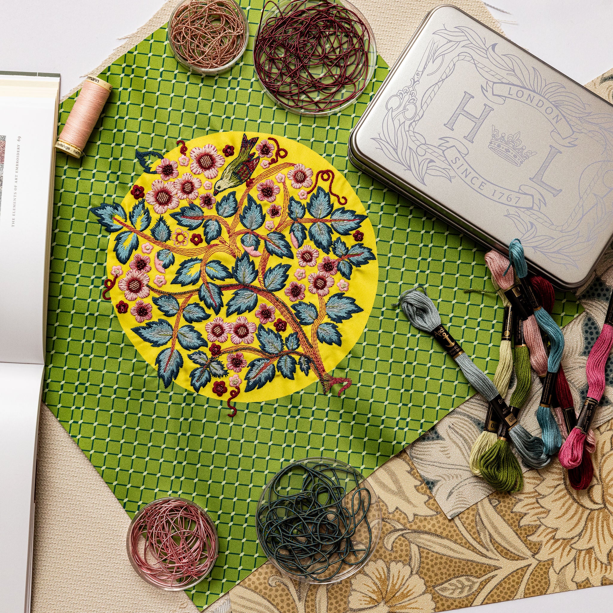 May Morris Embroidery Kit - Work in progress sample