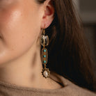 Quartz Charm Hand Embroidered Earrings 