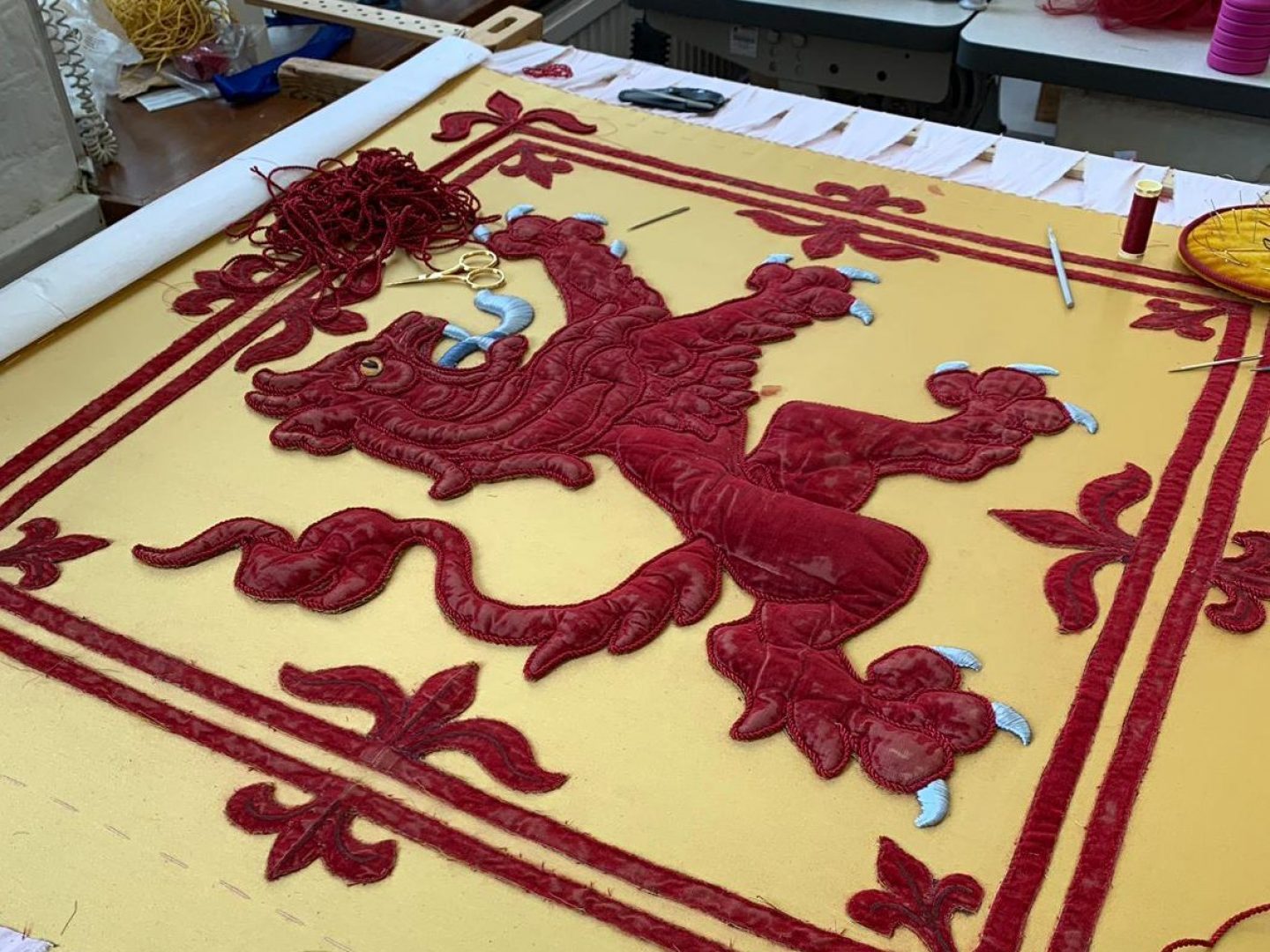 Rampant Lion Embroidery Restoration