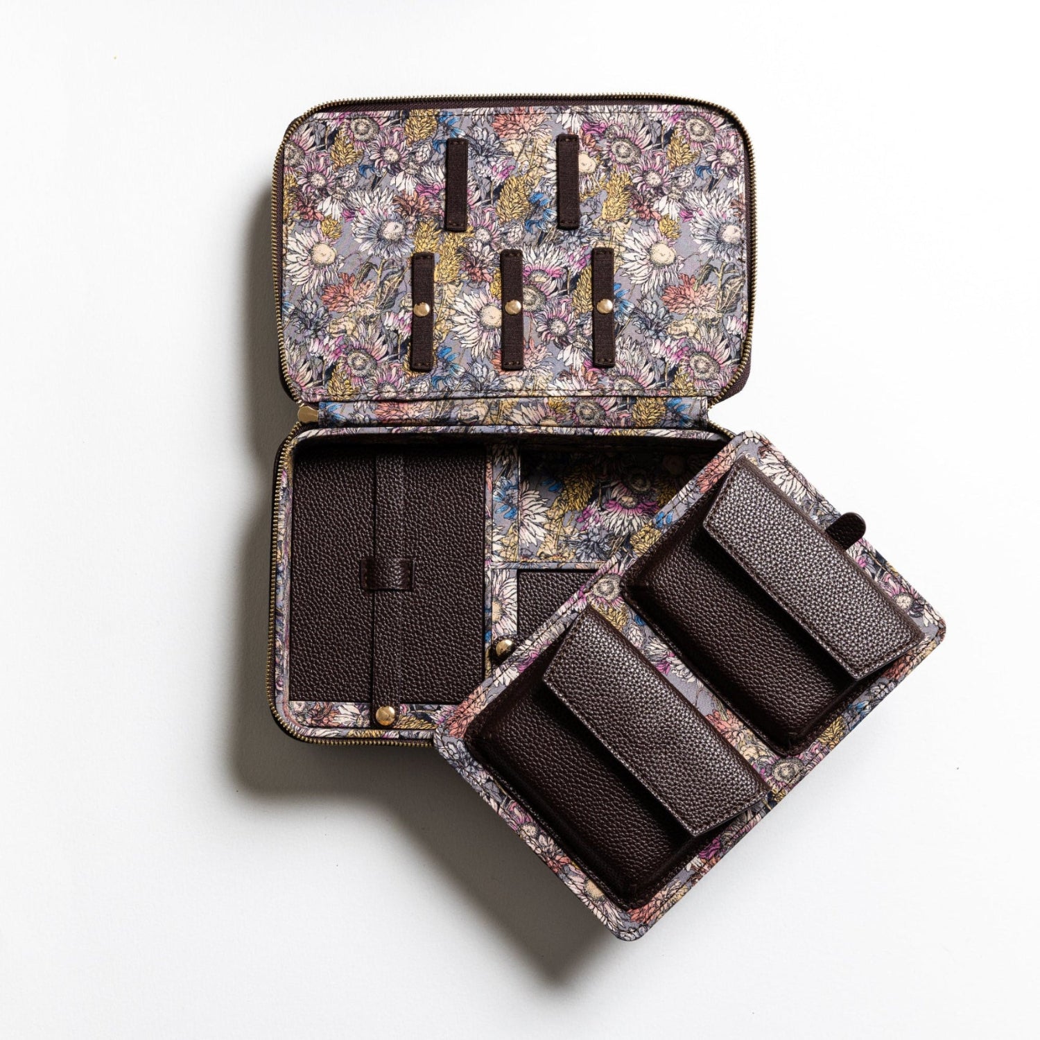 1767 Autumn Floral Chocolate Embroidery Case