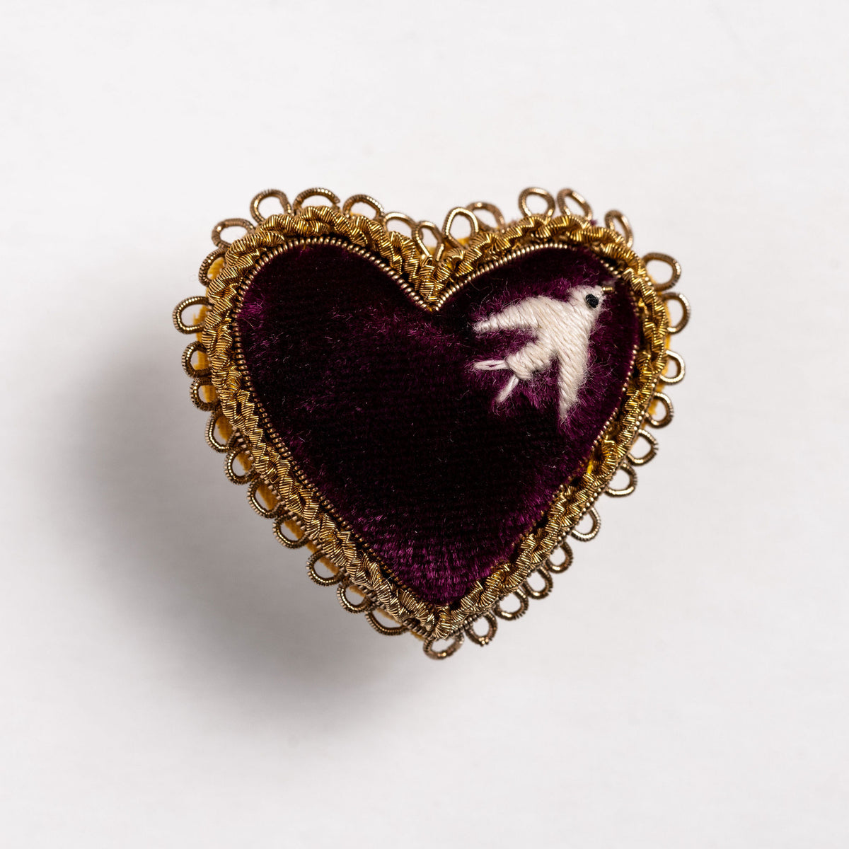 Sailors Heart Hand Embroidered Brooch