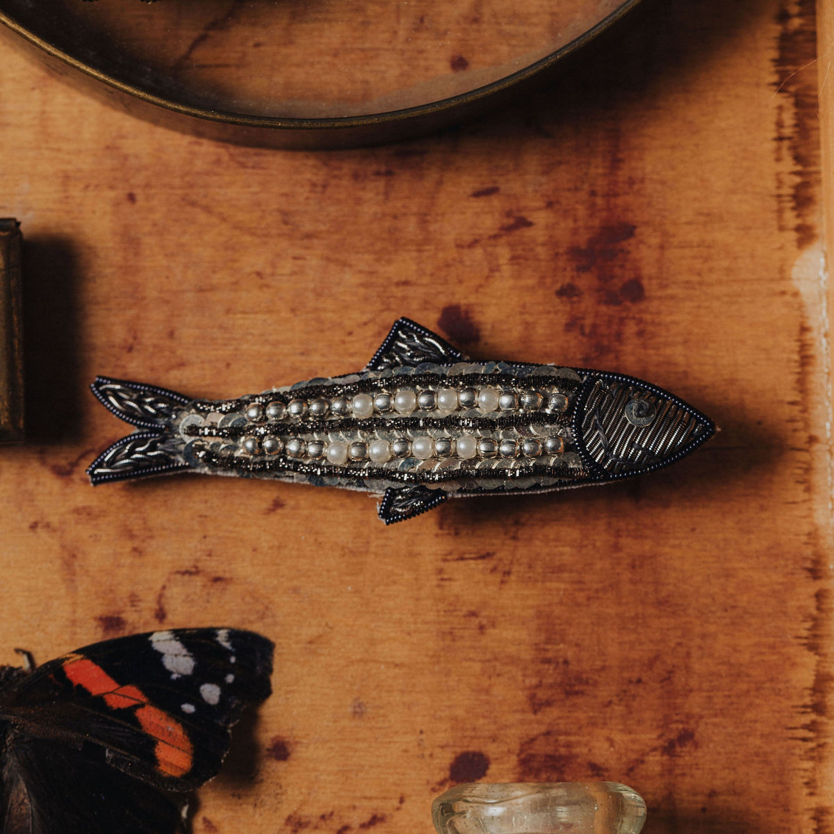 Sardine Hand Embroidered Brooch 