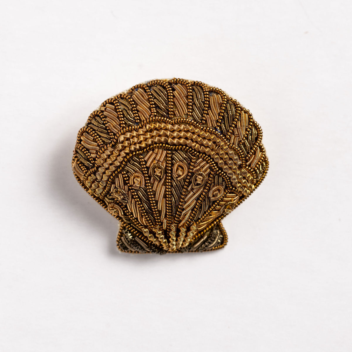 Scallop Shell Hand Embroidered Brooch 