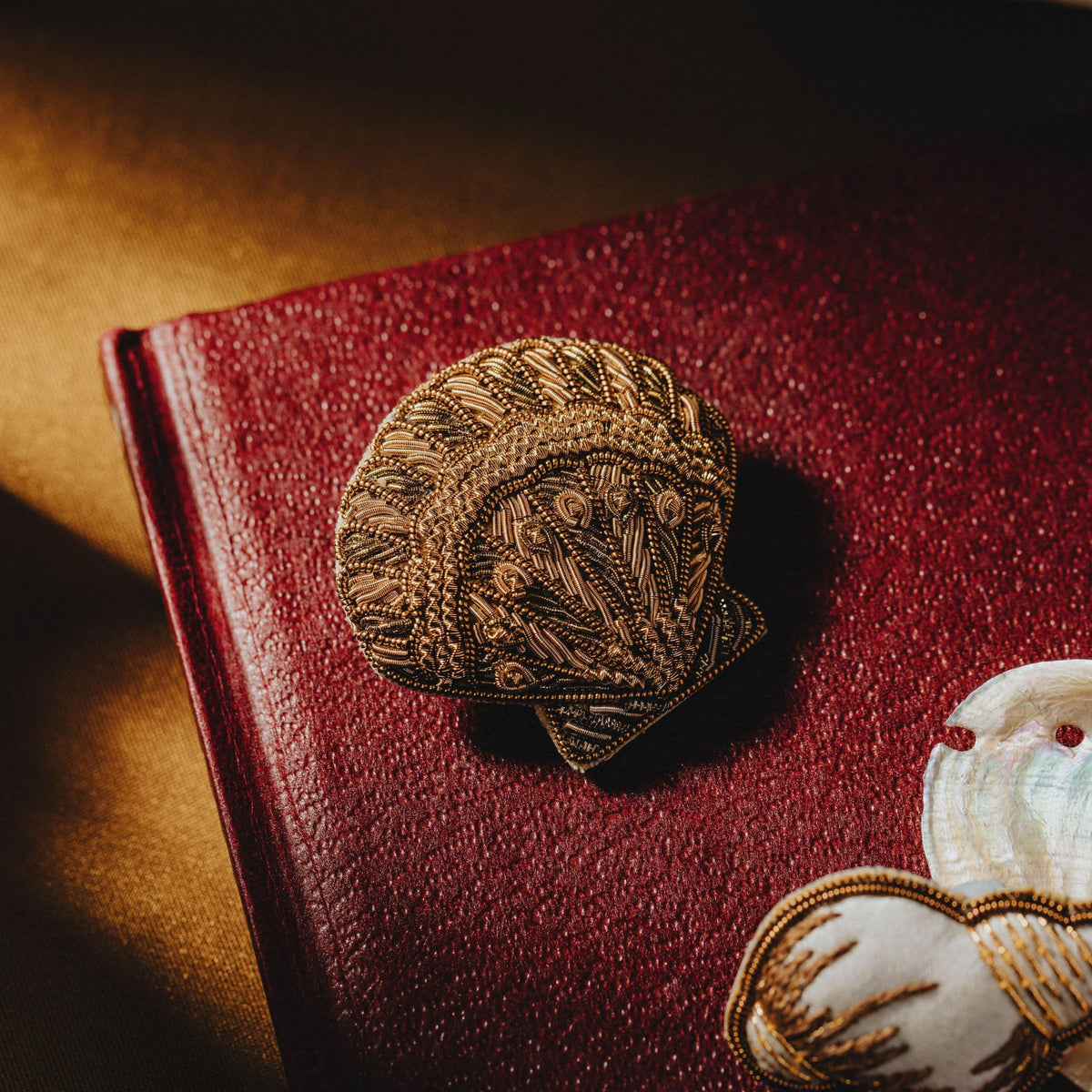 Scallop Shell Hand Embroidered Brooch 