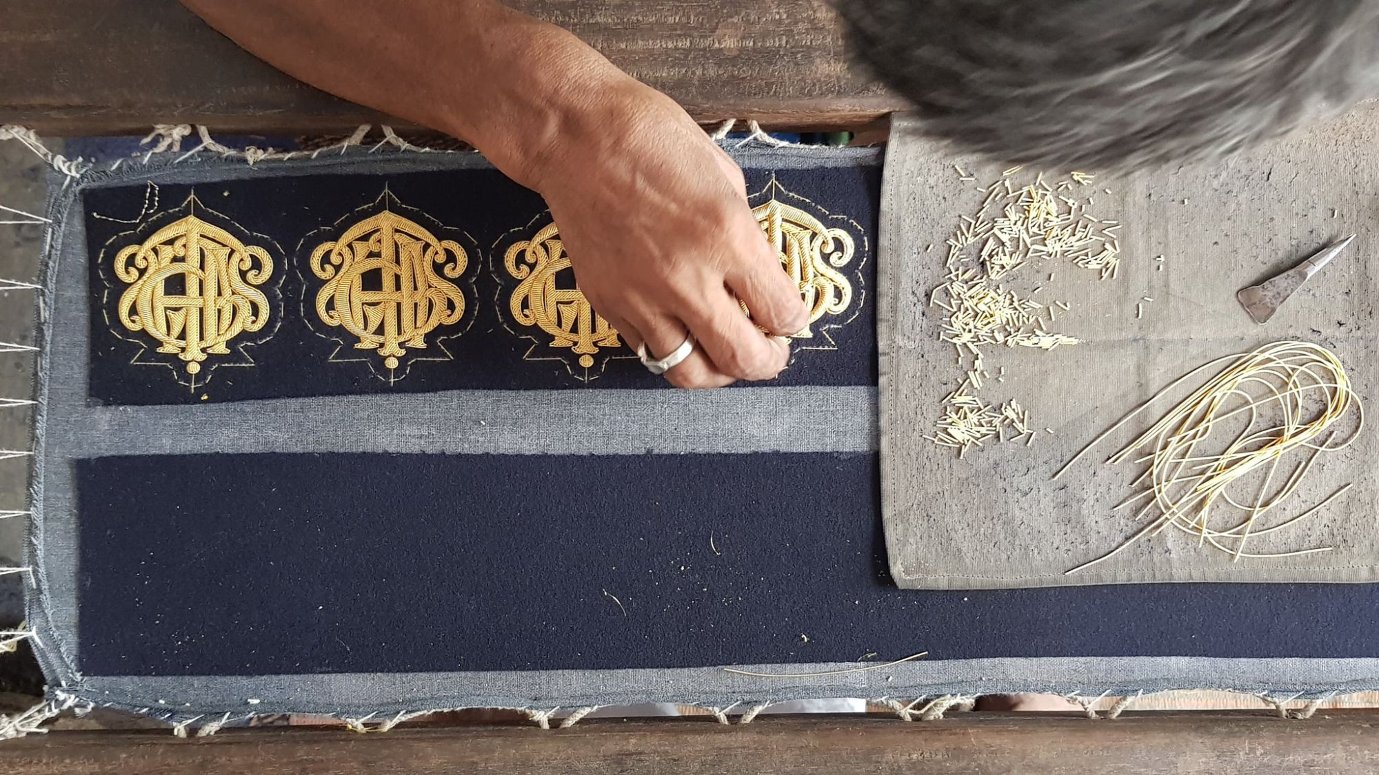Ships Bespoke Goldwork Hand Embroidered Badges - Work in Progress