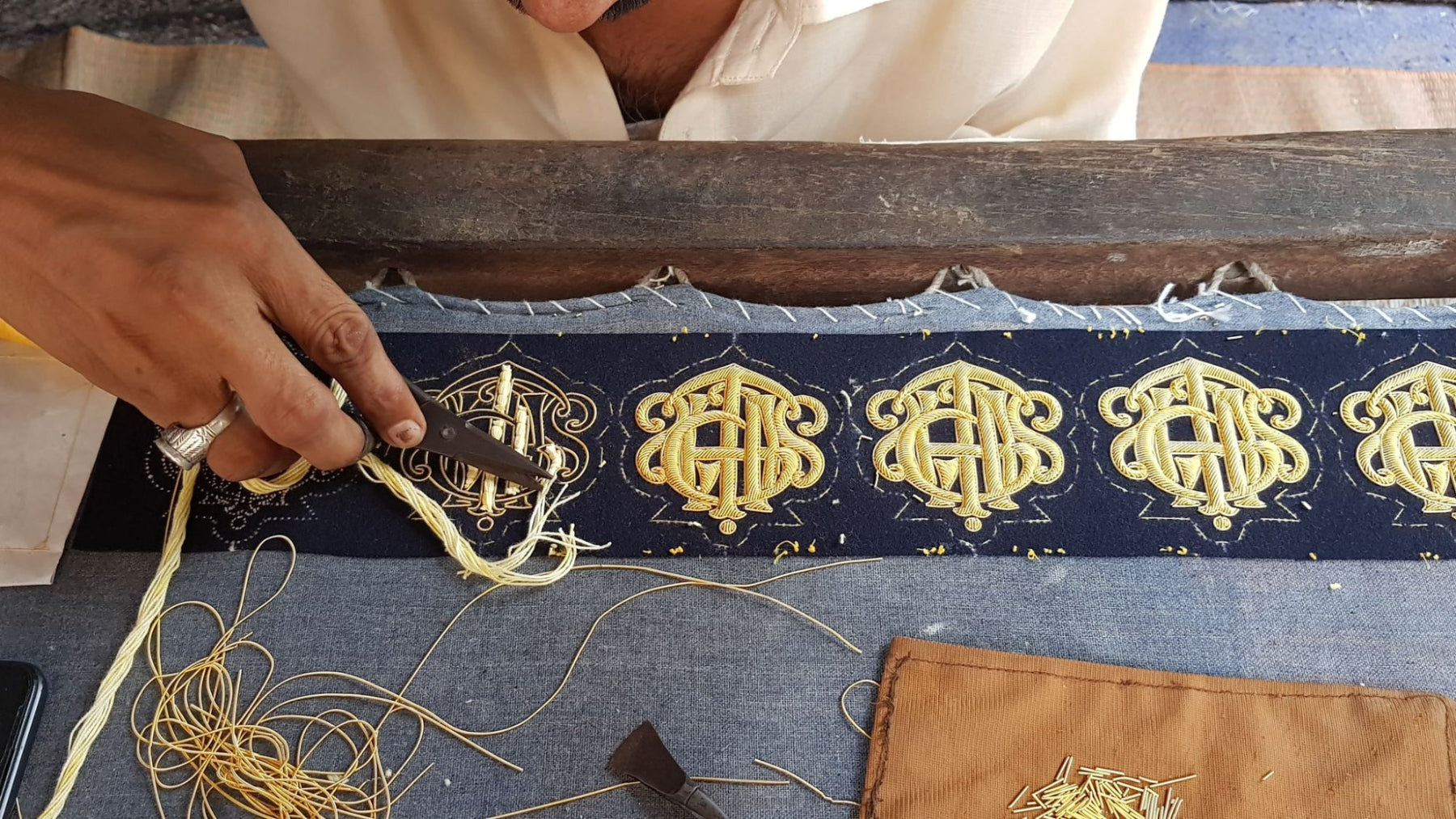 Ships Bespoke Goldwork Hand Embroidered Badges - Work in Progress