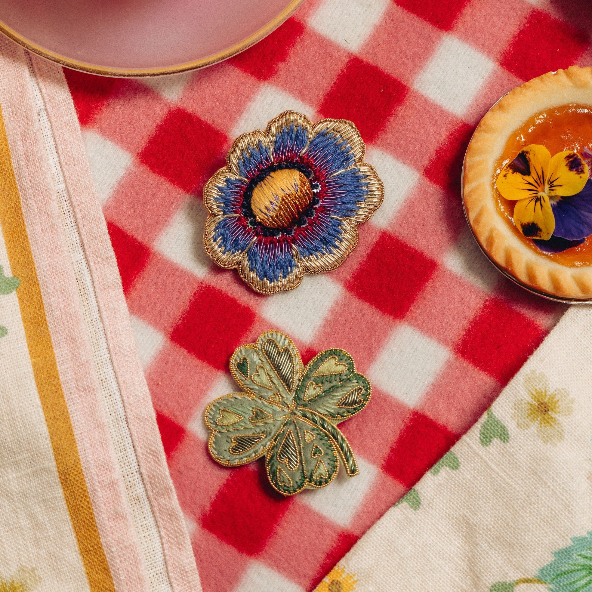 Studio Coverdale Collaboration - Hand Embroidered Goldwork Brooches