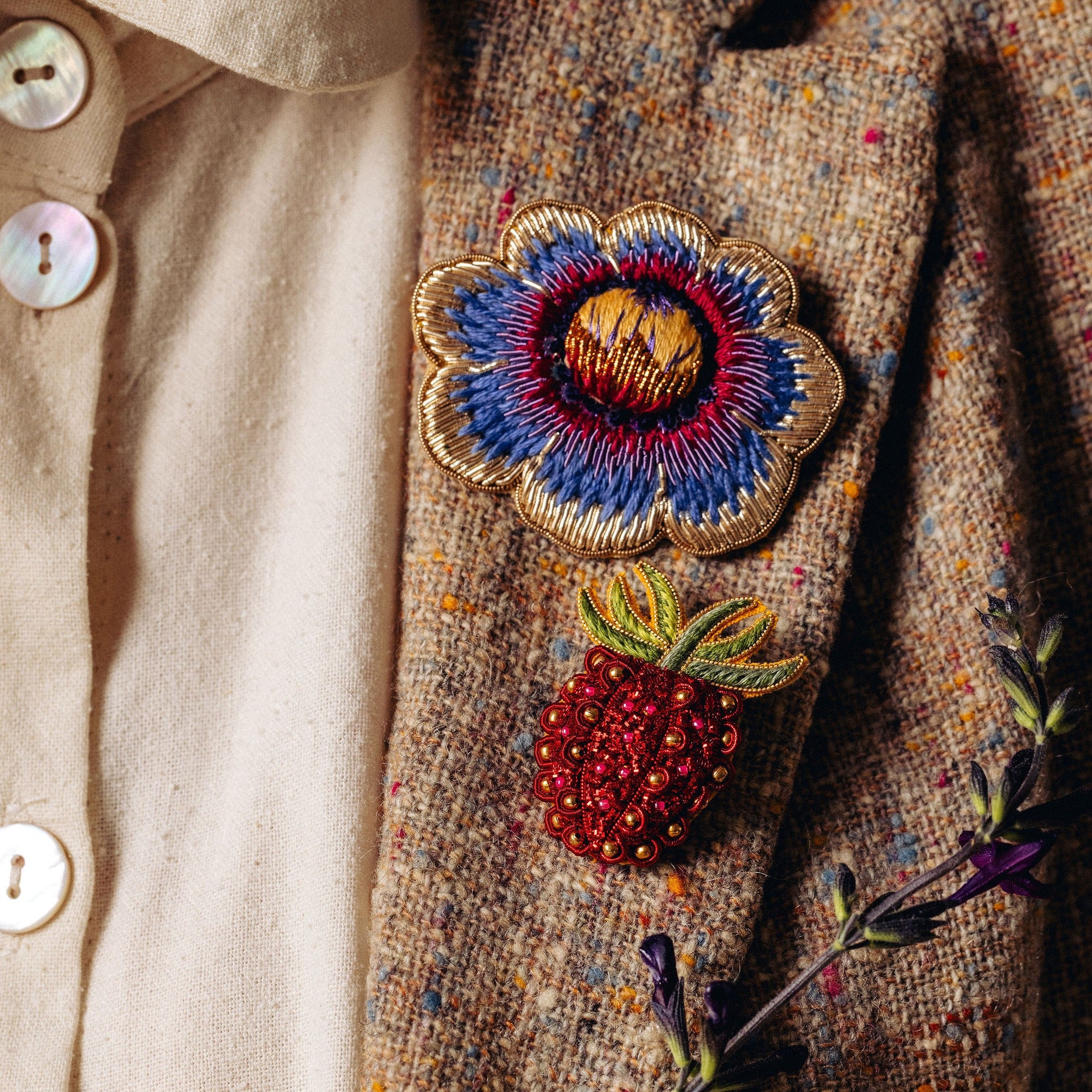 Studio Coverdale Collaboration - Hand Embroidered Goldwork Jewellery