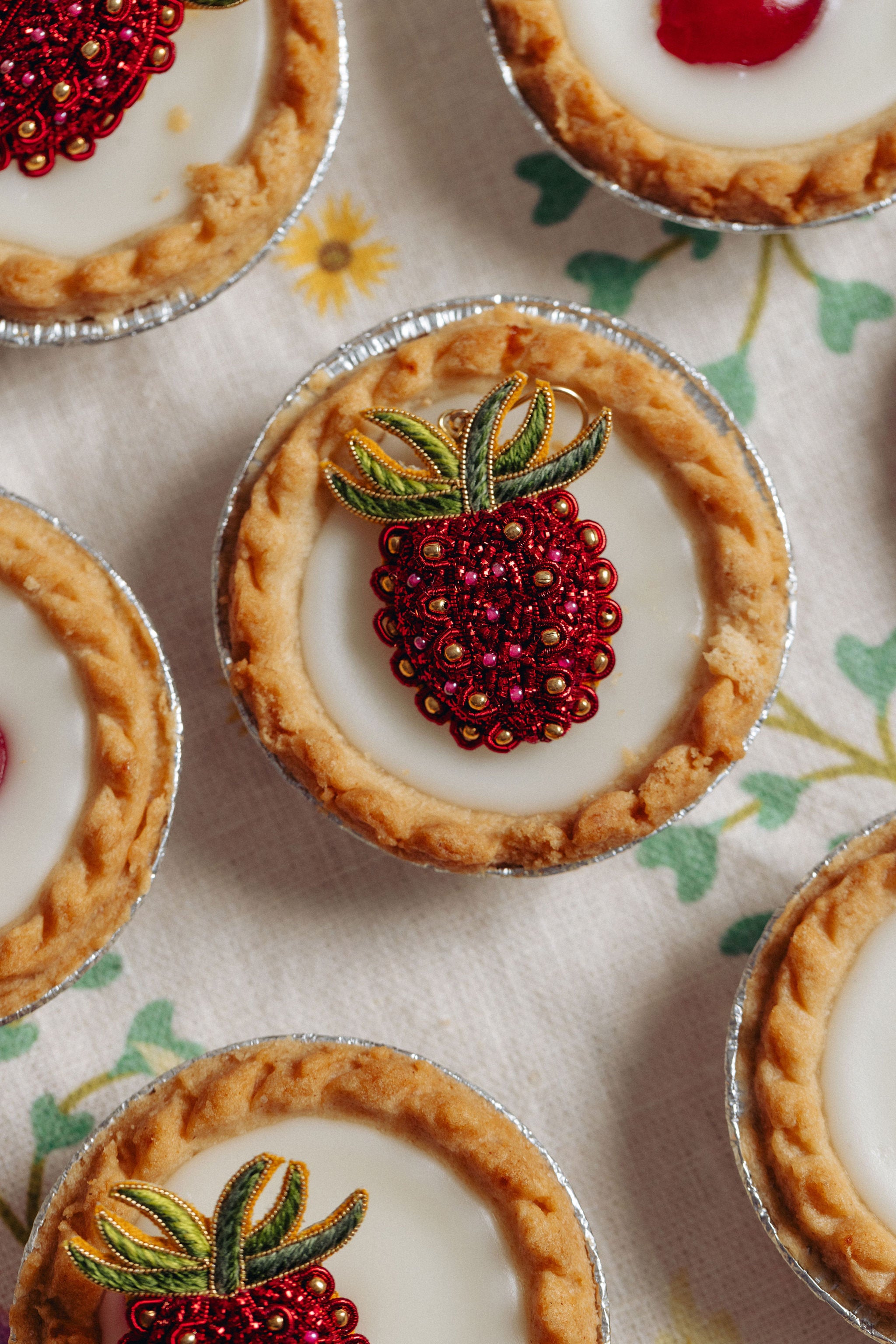 Studio Coverdale Collaboration - Strawberry Embroidered Goldwork Brooch