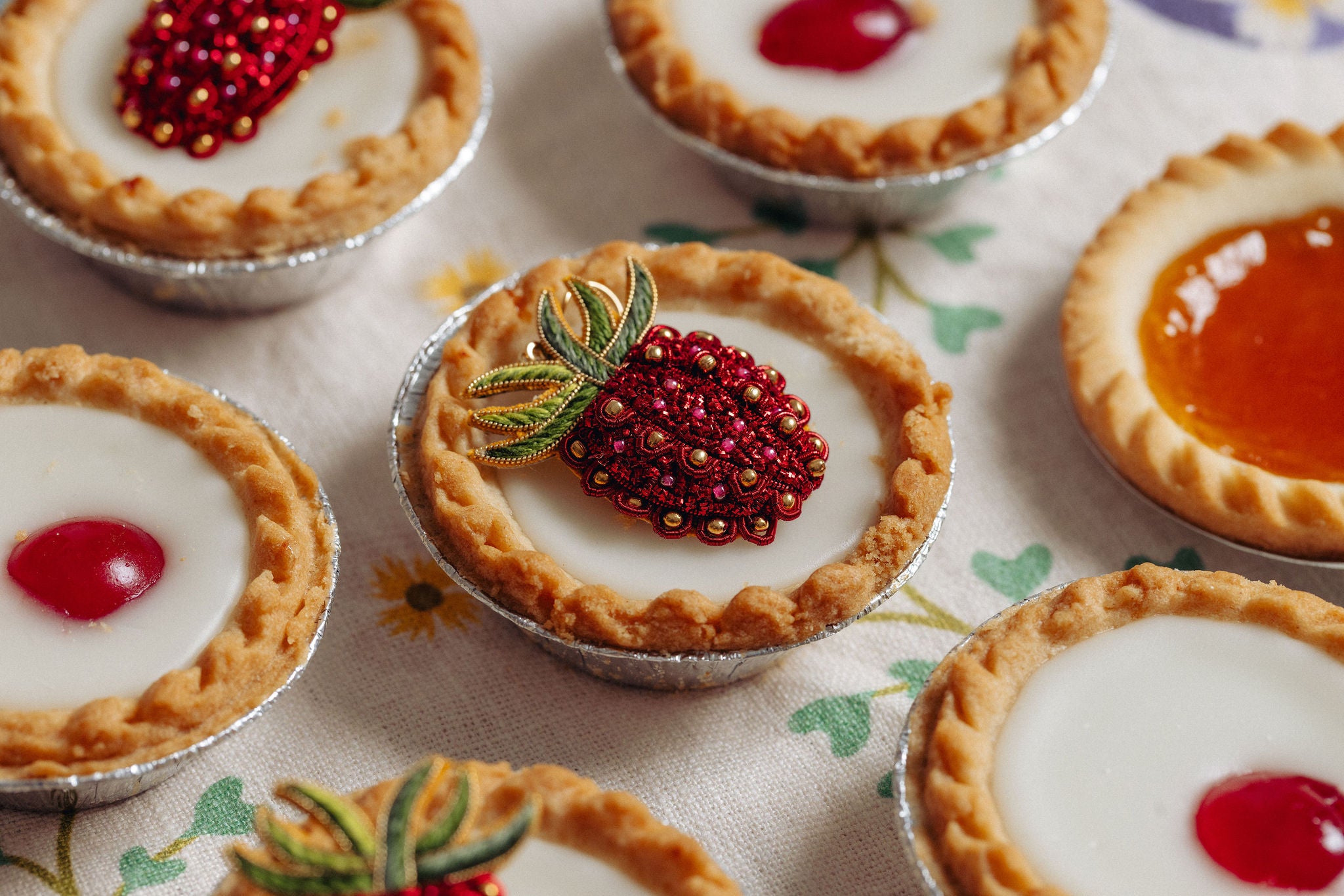 Studio Coverdale Collaboration - Strawberry Embroidered Goldwork Brooch