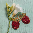 Studio Coverdale Collaboration - Strawberry Embroidered Goldwork Earrings