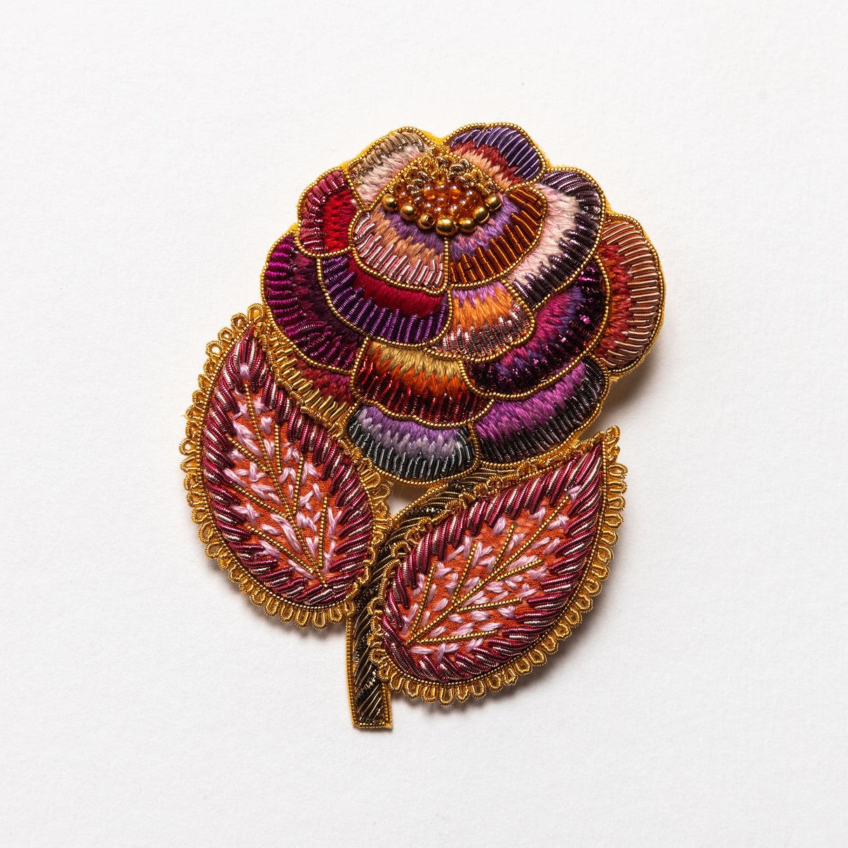 Studio Coverdale Collaboration - Thorny Weaver Embroidered Goldwork Brooch