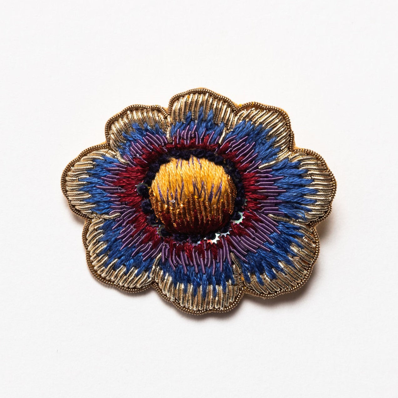 Studio Coverdale Collaboration - Ziggy Flower Embroidered Goldwork Brooch