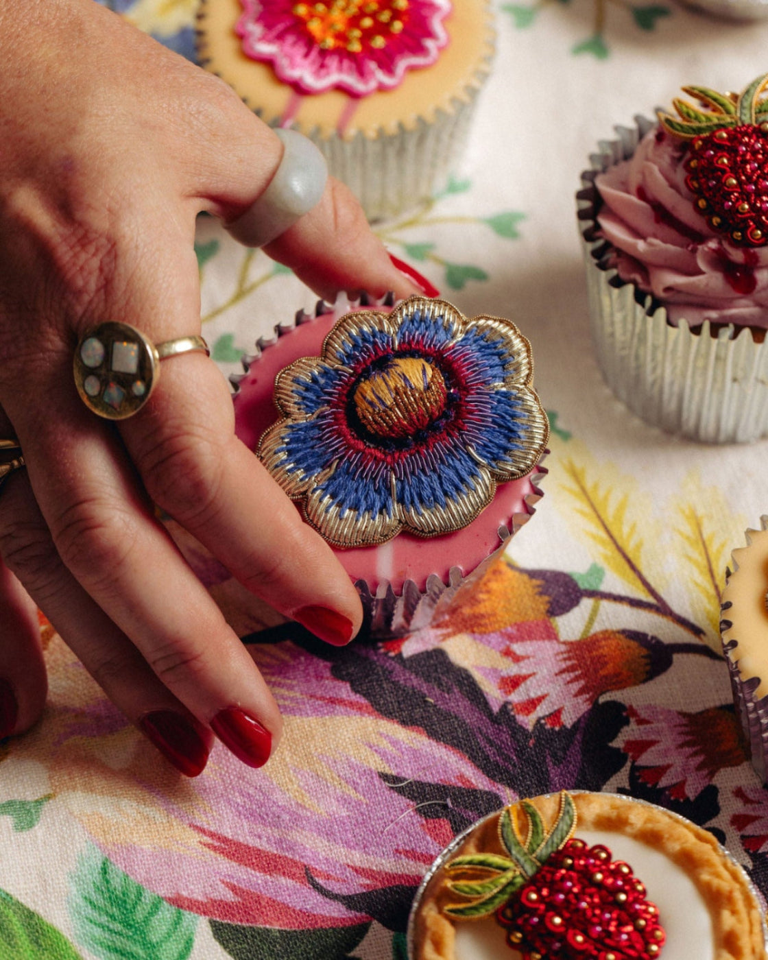 Studio Coverdale Collaboration - Ziggy Flower Embroidered Goldwork Brooch