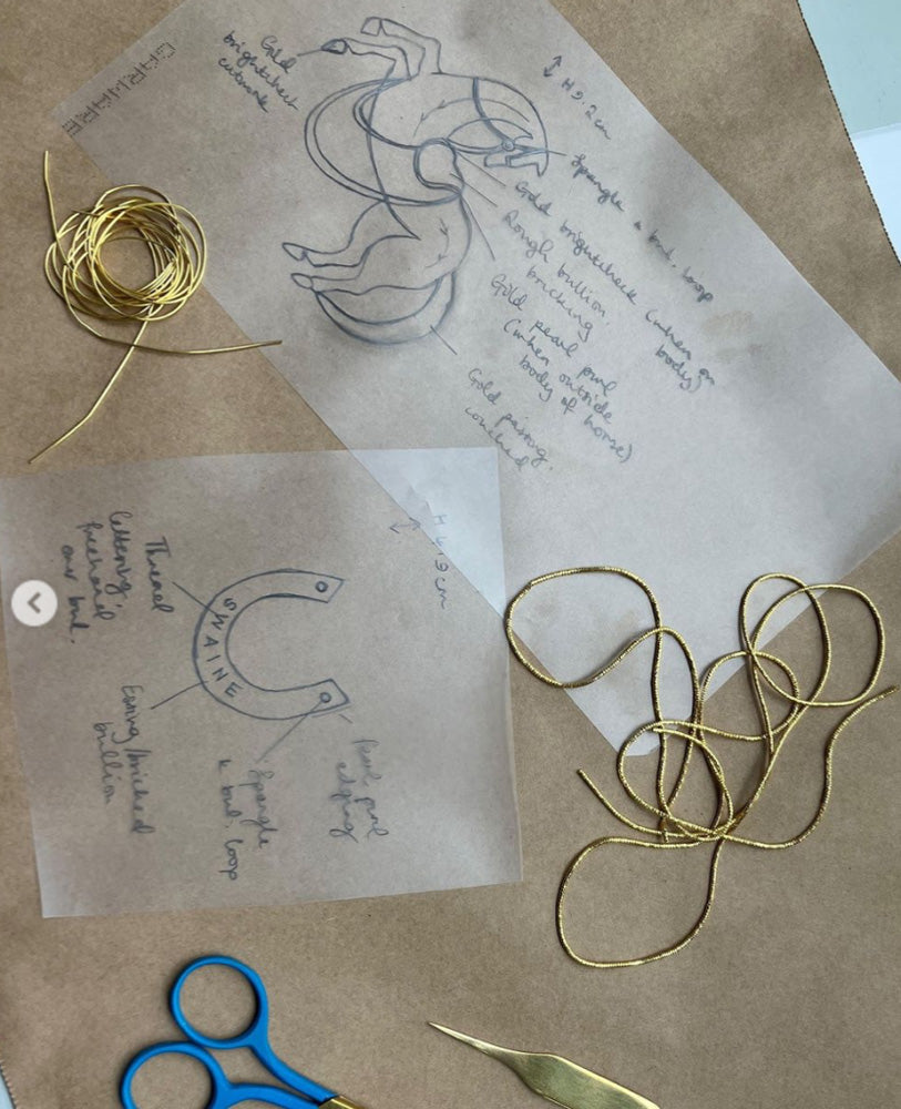Swaine Bag Bespoke Goldwork Hand Embroidery